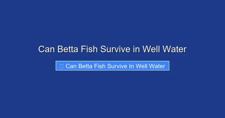 Can Betta Fish Survive in Well Water