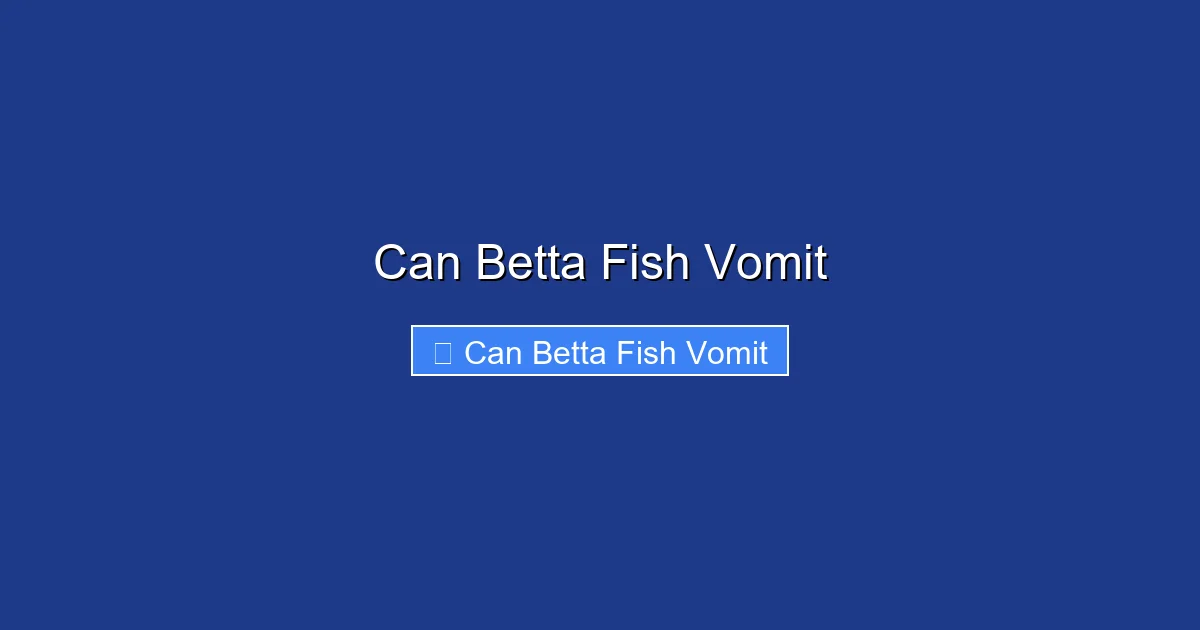 Can Betta Fish Vomit