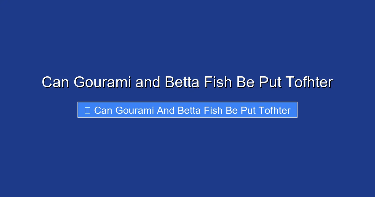 Can Gourami and Betta Fish Be Put Tofhter
