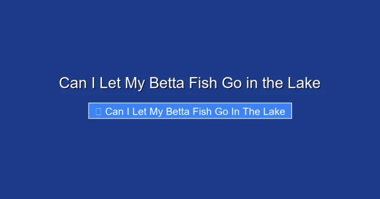 Can I Let My Betta Fish Go in the Lake