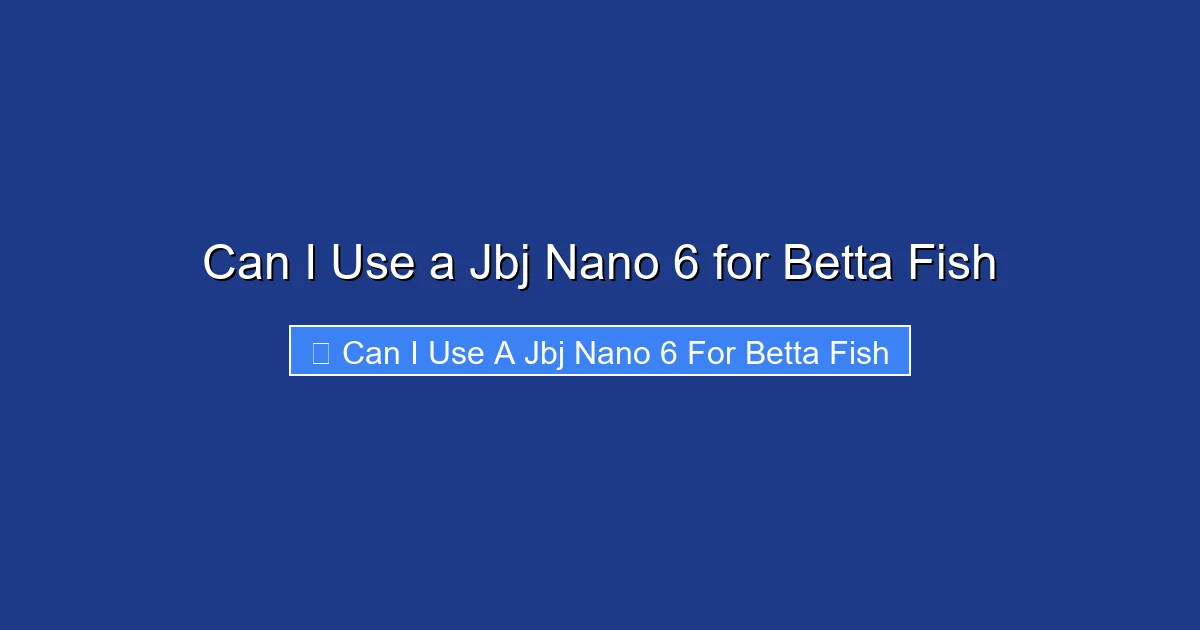 Can I Use a Jbj Nano 6 for Betta Fish