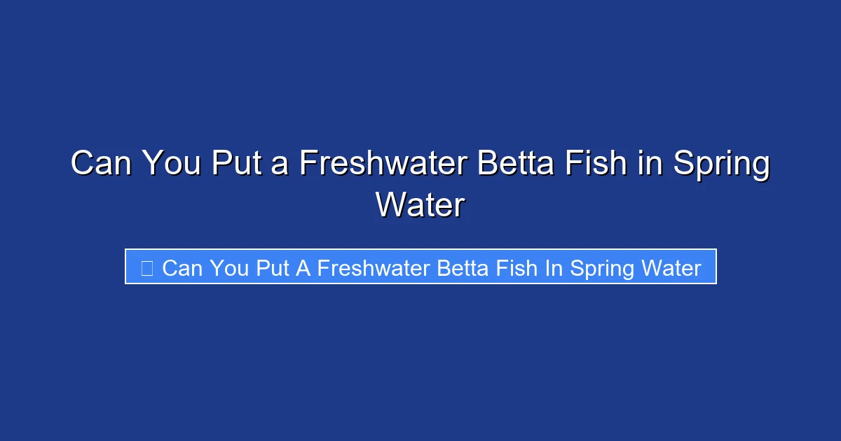 Can You Put a Freshwater Betta Fish in Spring Water