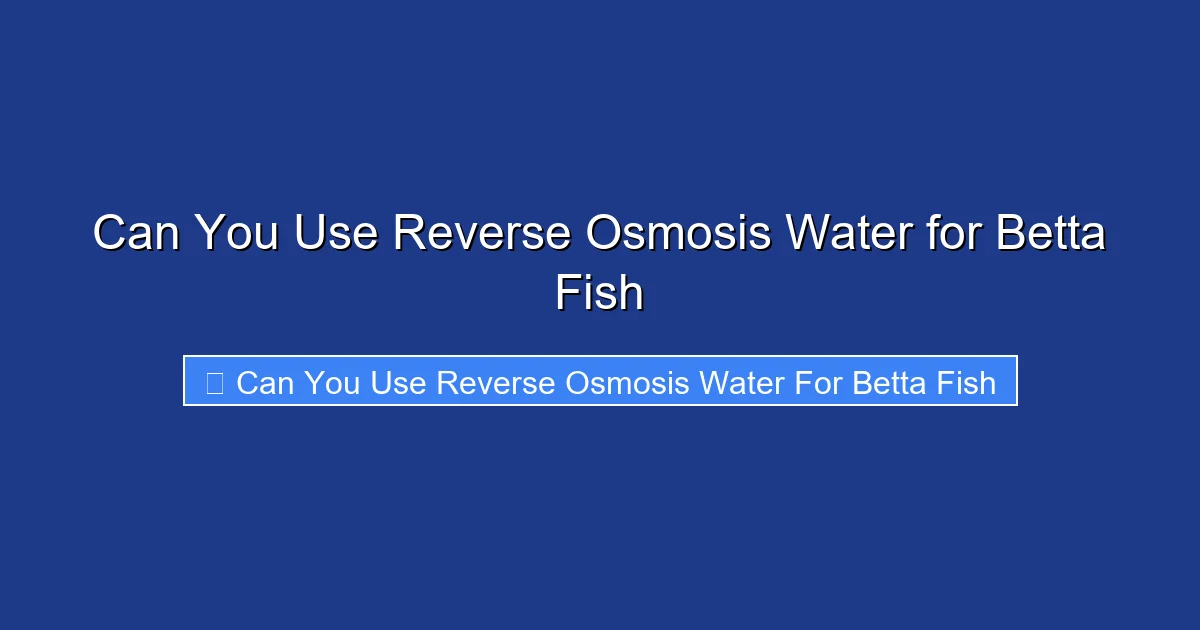 Can You Use Reverse Osmosis Water for Betta Fish