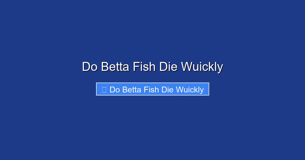 Do Betta Fish Die Wuickly